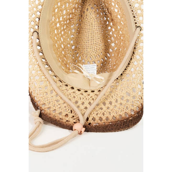 Collections by Fame Accessories - Wholesale Cowboy Hat - Women's - Western Straw Weave Rope String Cowboy Hat