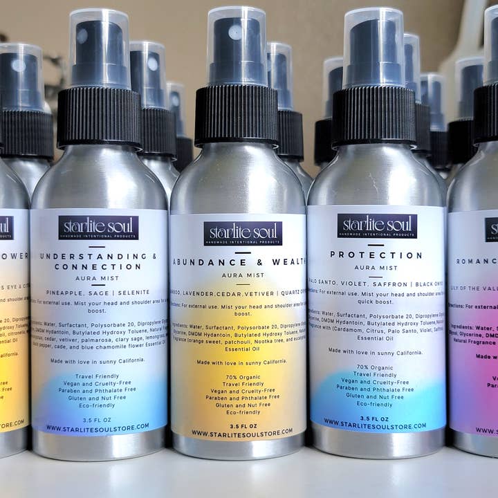 Aura Mist with crystals (private label optional) for wholesale by Starlite Soul Store