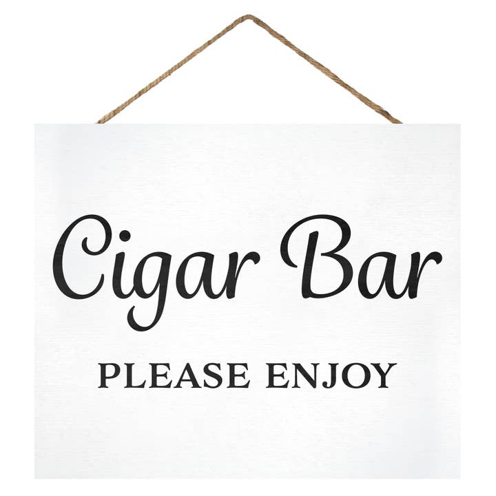 Cigar Bar Please Enjoy™ Wooden Sign (White) for wholesale by JennyGems