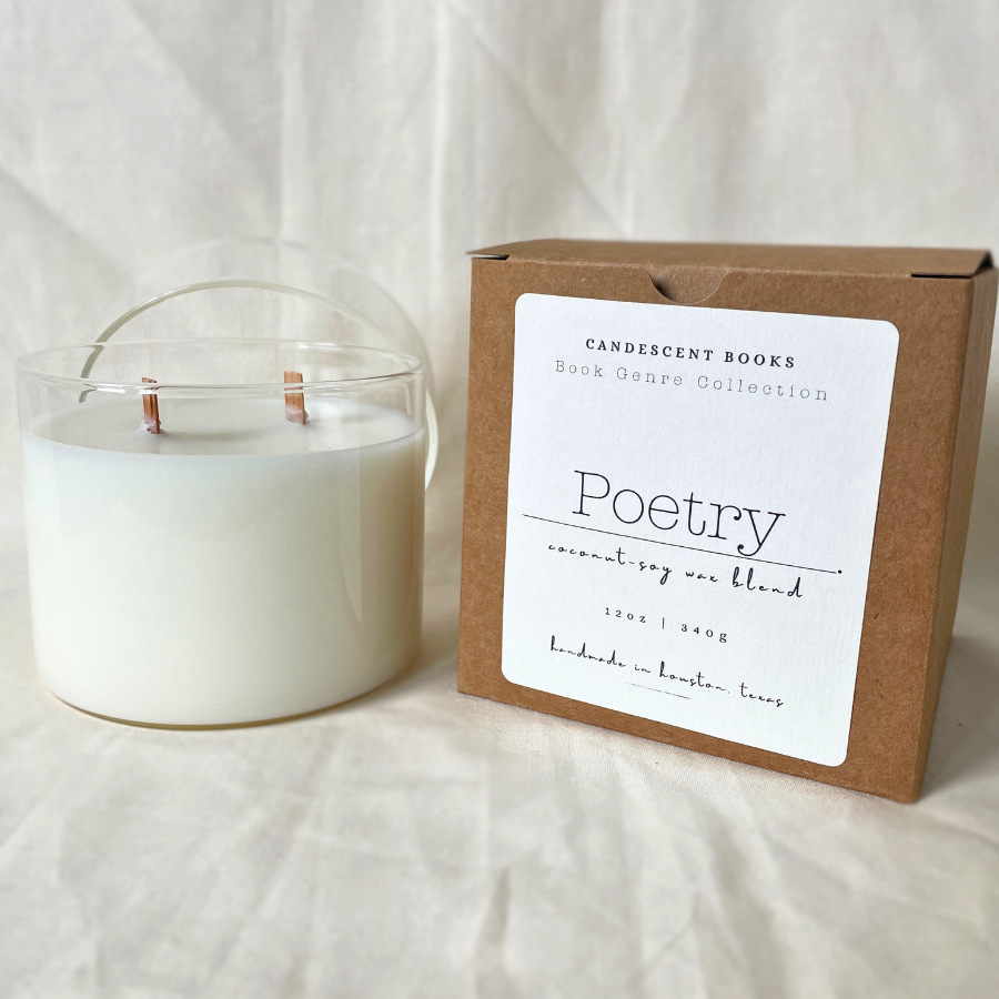 Candescent Books - Wholesale Jar/Filled Candle - Poetry 12 oz. Double Wood Wick Candle2