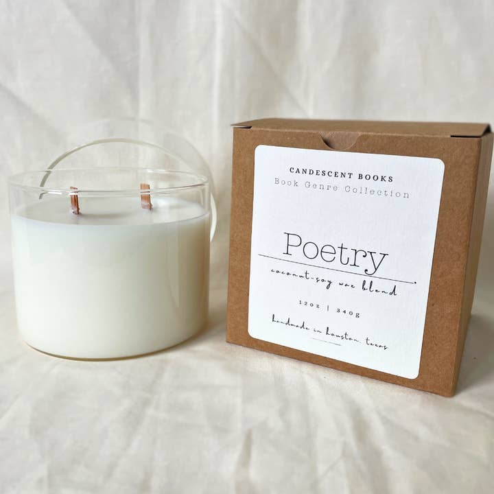Candescent Books - Wholesale Jar/Filled Candle - Poetry 12 oz. Double Wood Wick Candle2