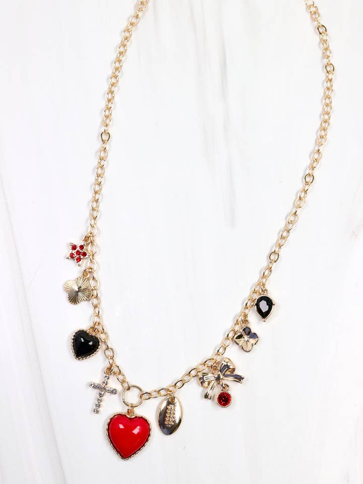Bentley Charm Necklace RED BLACK for wholesale by Caroline Hill