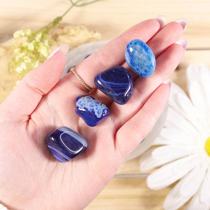 Natures Artifacts Inc - Wholesale Spiritual Stone/Crystal - Blue Agate Tumbled Stones for Empowerment1