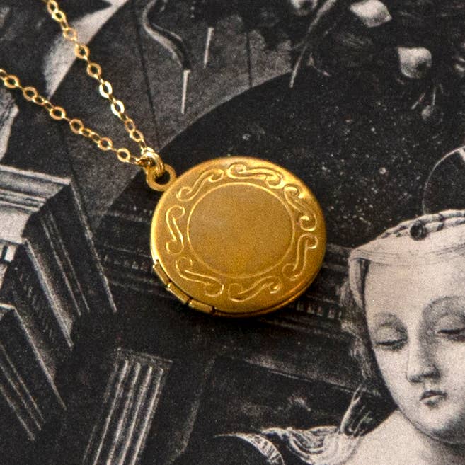 Vintage Large Round Locket Necklace (Simple) for wholesale by Kindred Objects