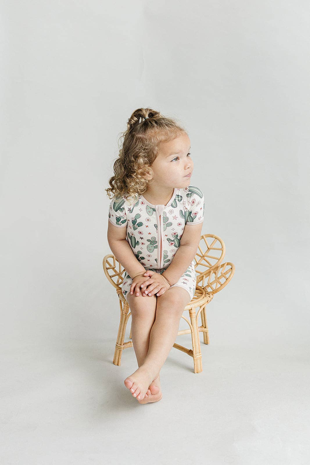 Lucky Panda Kids - Wholesale Jumpsuit - Baby - Baby Bamboo Shorty Romper | Cactus Flowers10