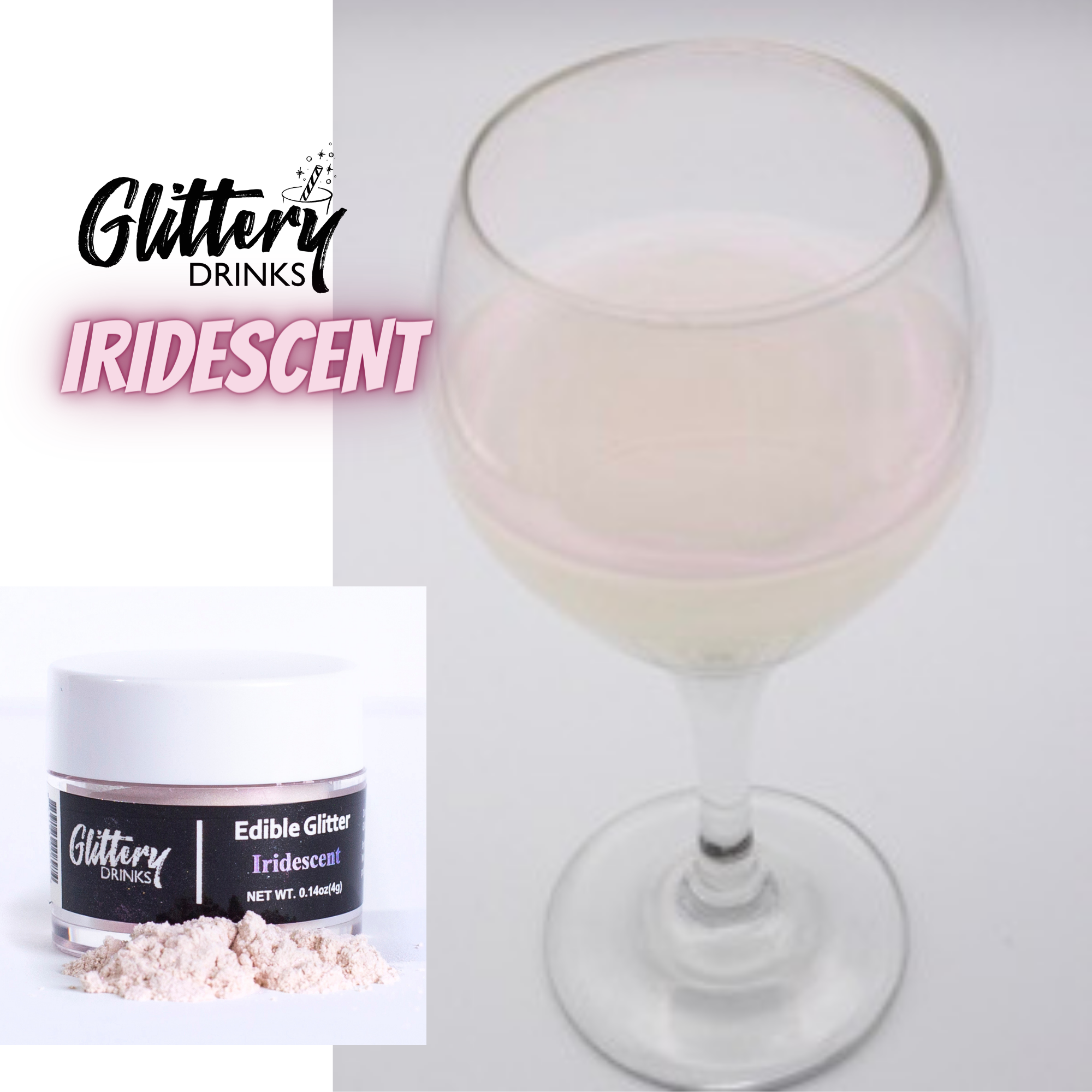 Glittery - Edible, Cosmetic and Biodegradable Glitter Products – Großhandel Drink Topper – Elegance Set – essbares Glitzerpulver für Getränke (5 Farben)3