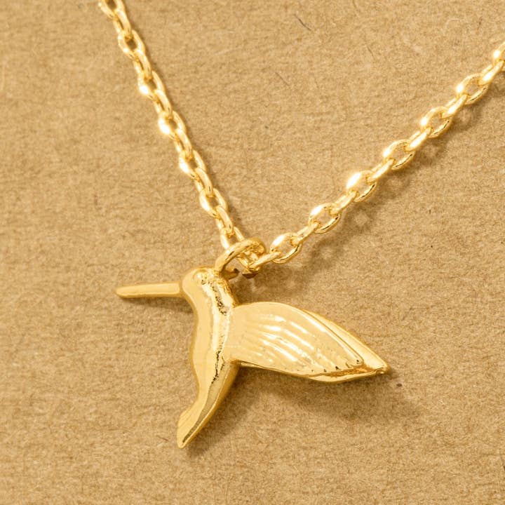 Fame Accessories - Wholesale Pendant/Charm Necklace - Gold Dipped Humming Bird Pendant Necklace2