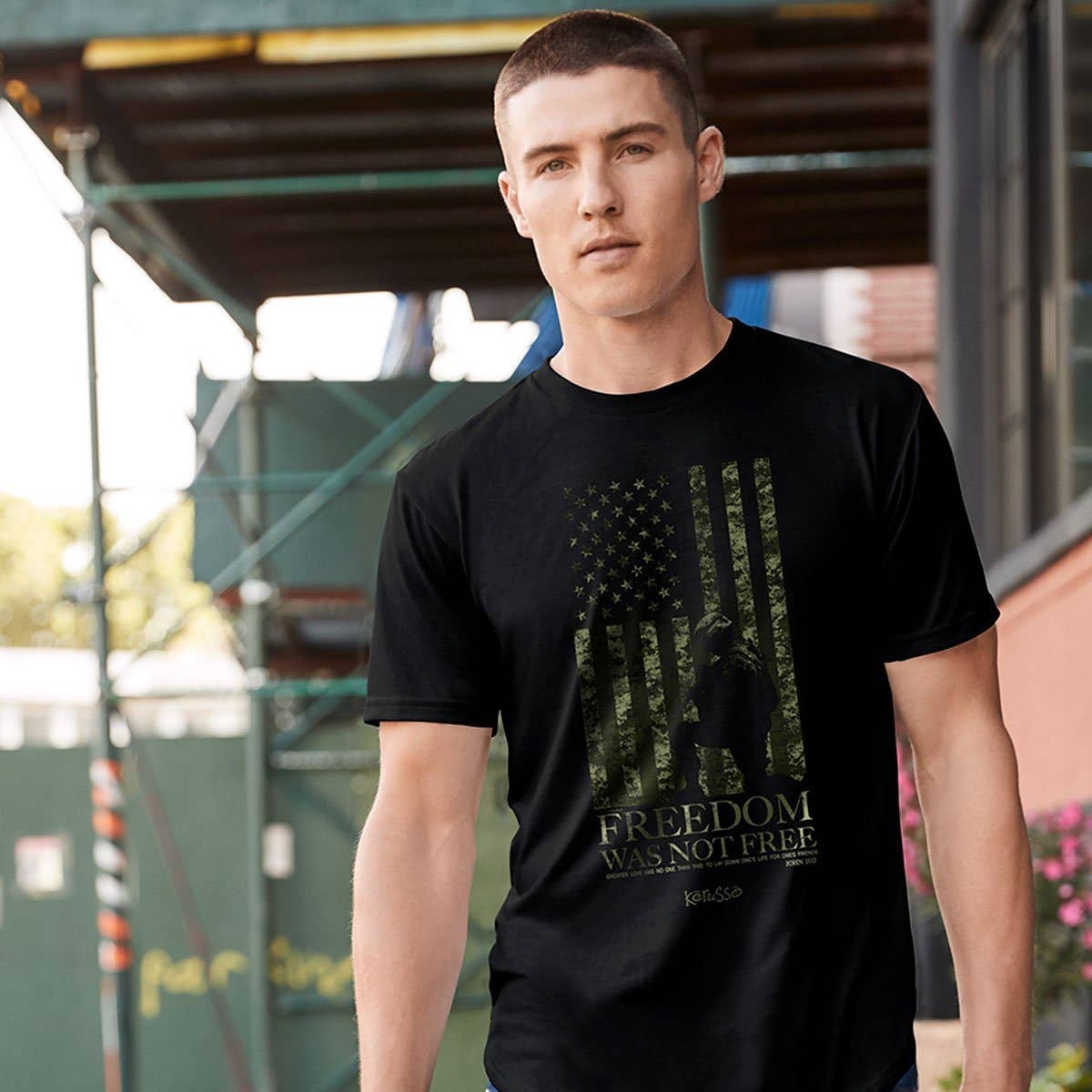 Black Kerusso Christian T-Shirt Freedom Was Not Free for wholesale on Faire3