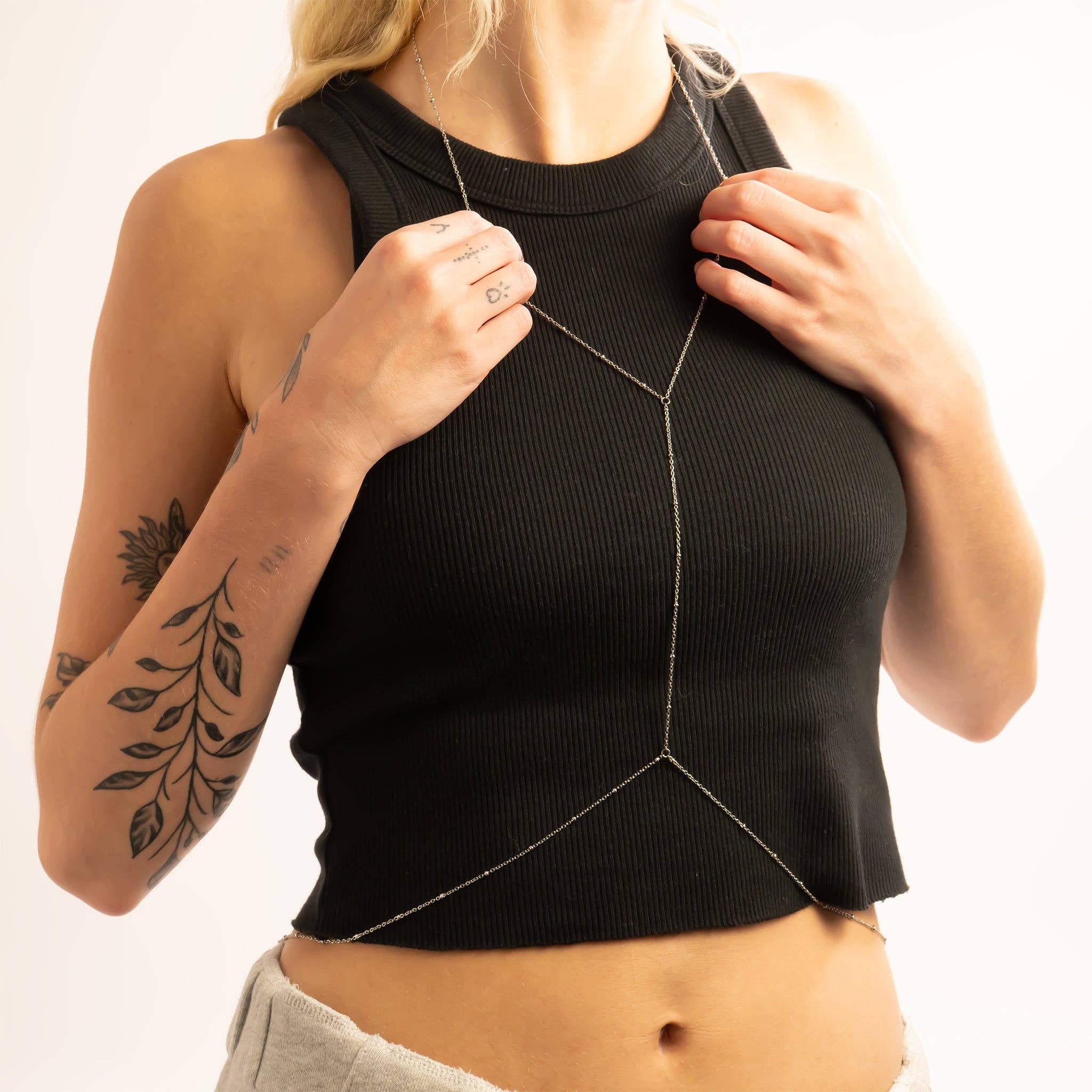 WJW – Colar de elos e correntes por atacado – Corrente Corporal Completa em Aço Inoxidável com PVD de Ouro 18K com Satélite8