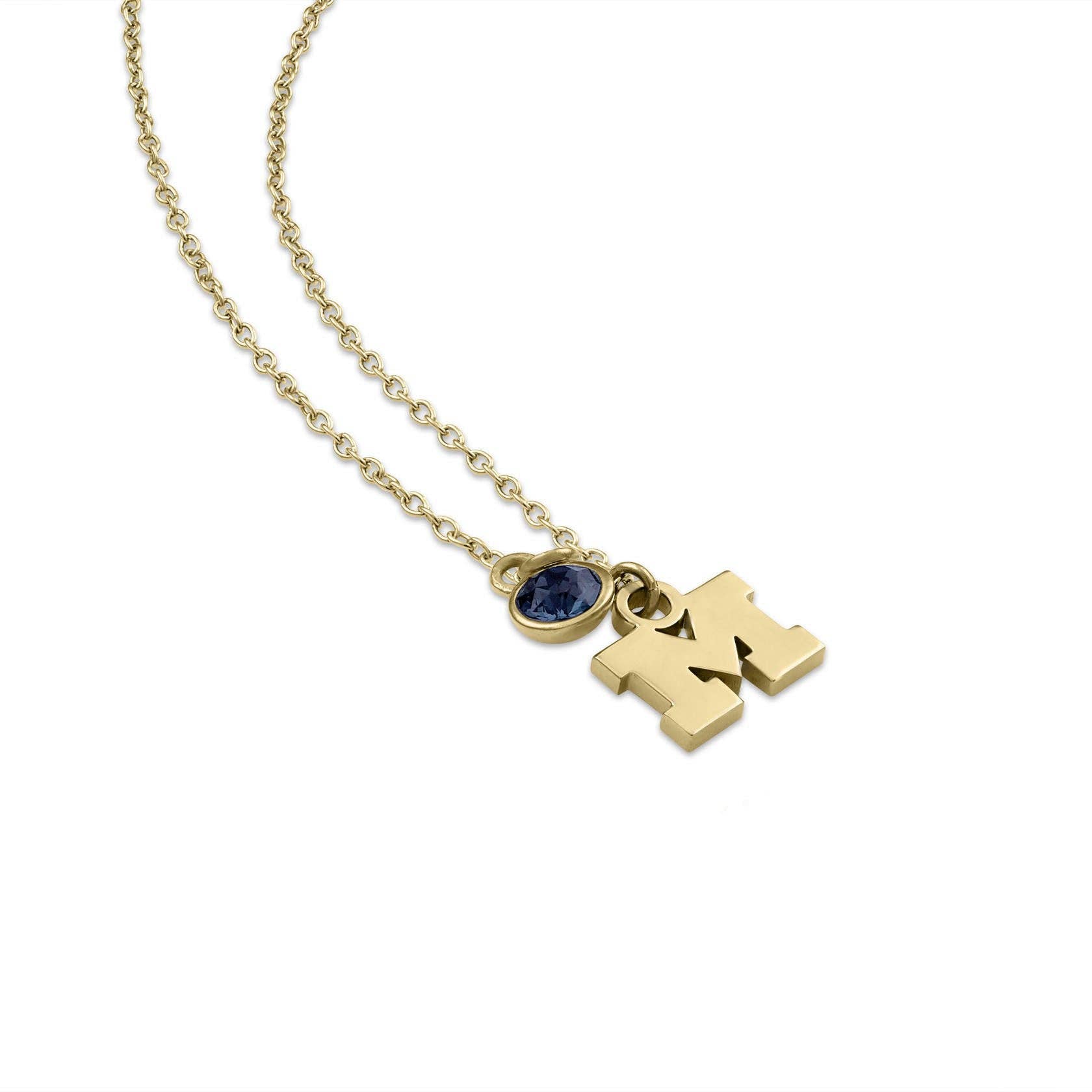 Stone Armory - Wholesale Pendant/Charm Necklace - Michigan Block M Gold Plated Charm Necklace7