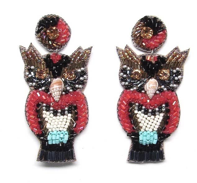 Allie Beads - Wholesale Dangle Earrings - Red Owl Earrings0