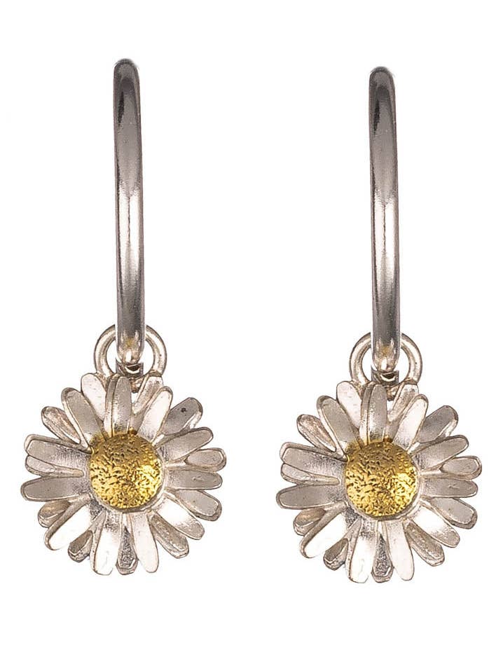 Daisy Earrings in Silver with Gold Plated Detail on Hoops for wholesale by Amanda Coleman Jewelry