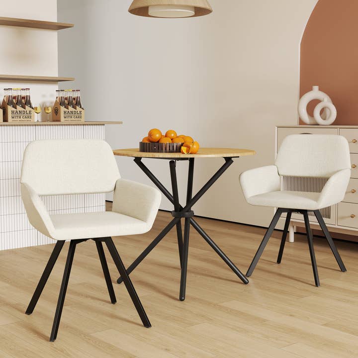 Urban Meuble - Wholesale Chair - Set of 2 Scandinavian dining chairs, swivel, beige fabric CALIFORNIA KD BEIGE SWIVEL1