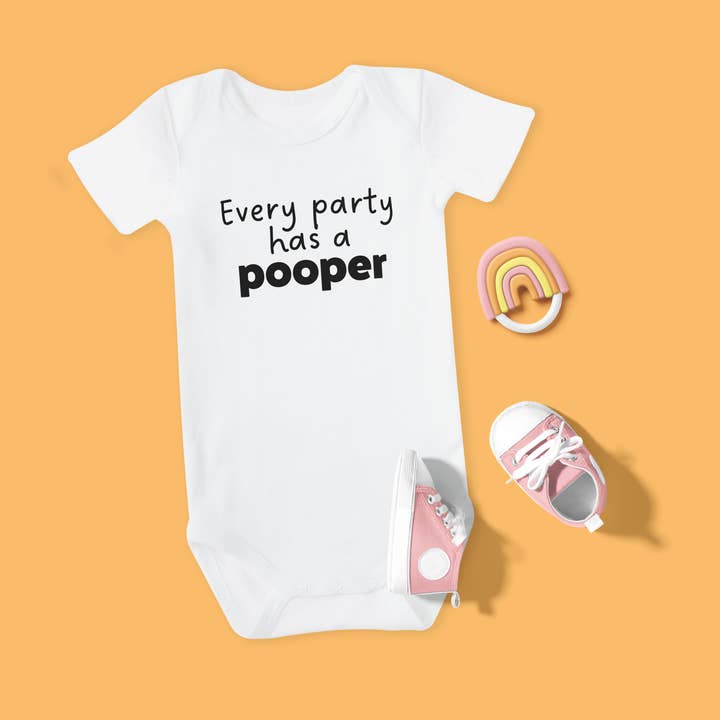 Short sleeve romper with funny text - Party pooper for wholesale by Deadpixel
