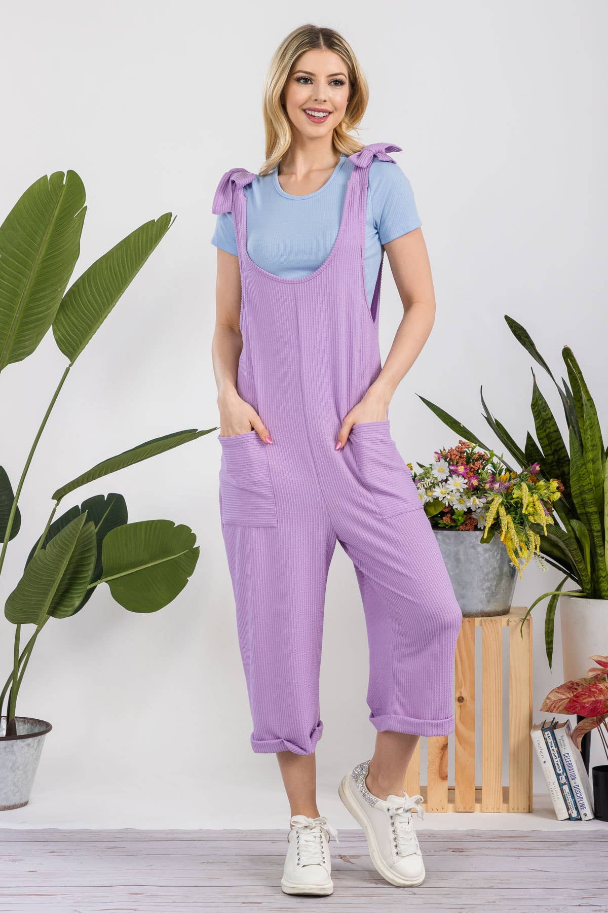 Celeste Clothing – Engroshandel Jumpsuit - Dame – CASUAL RIB CAPRI JUMPSUIT MED LOMMER -CP338732