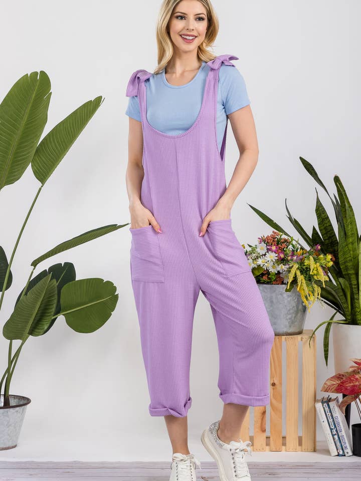 Celeste Clothing – Engroshandel Jumpsuit - Dame – CASUAL RIB CAPRI JUMPSUIT MED LOMMER -CP338732