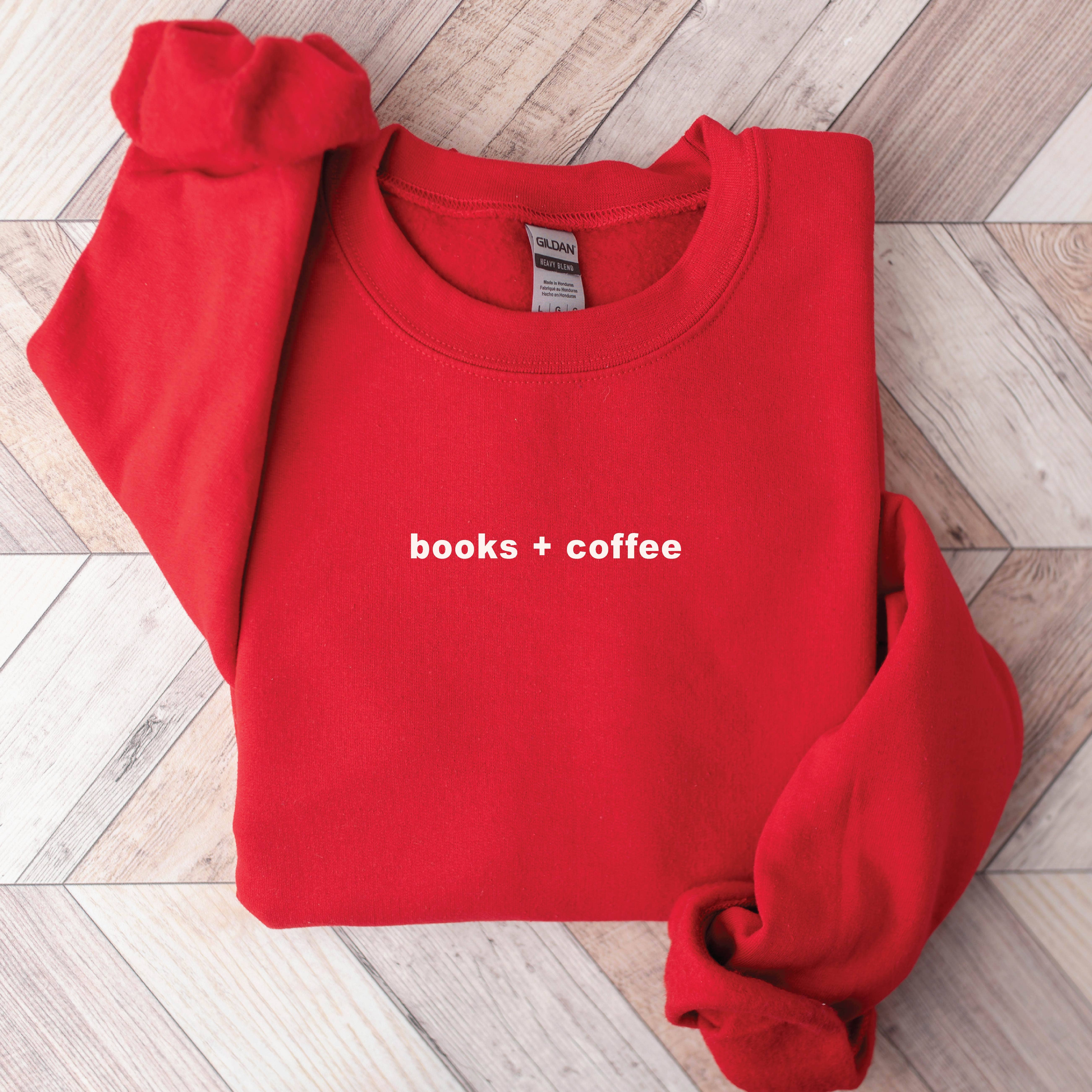 P E T I T R U E - Wholesale Sweatshirt - Women's - EMBROIDERED Books Crewneck Sweatshirt Coffee Book Lover Gift3