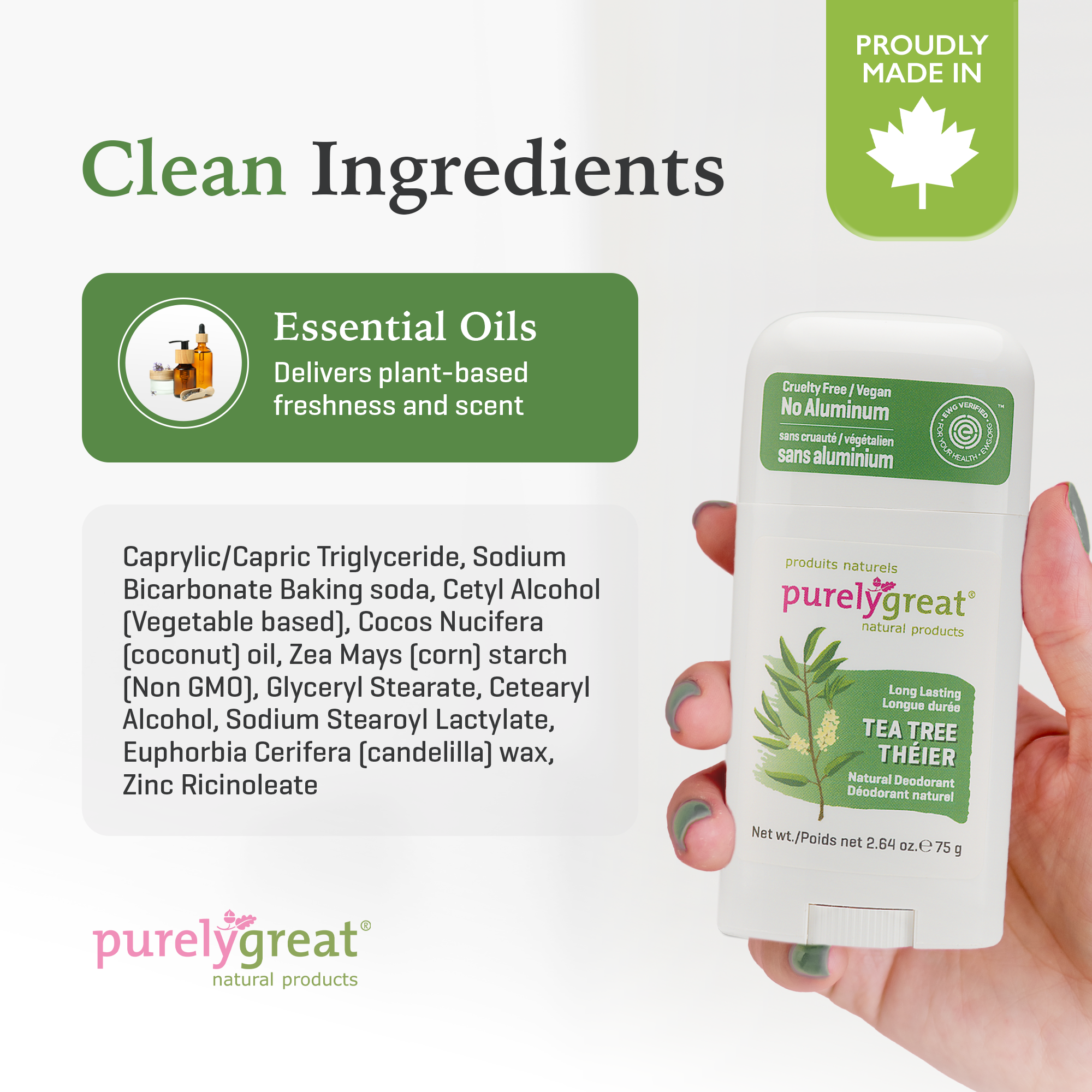 Purelygreat Natural Deodorants - Wholesale Deodorant - Unisex - Purelygreat Stick Deodorant - Tea Tree2