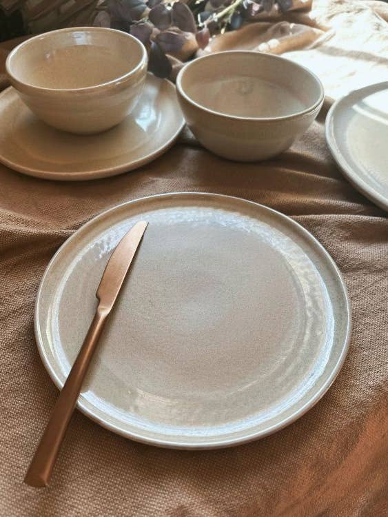 Beige & Pearly Off-White Plate Set | For Salads, Desserts for wholesale by Los Artisans