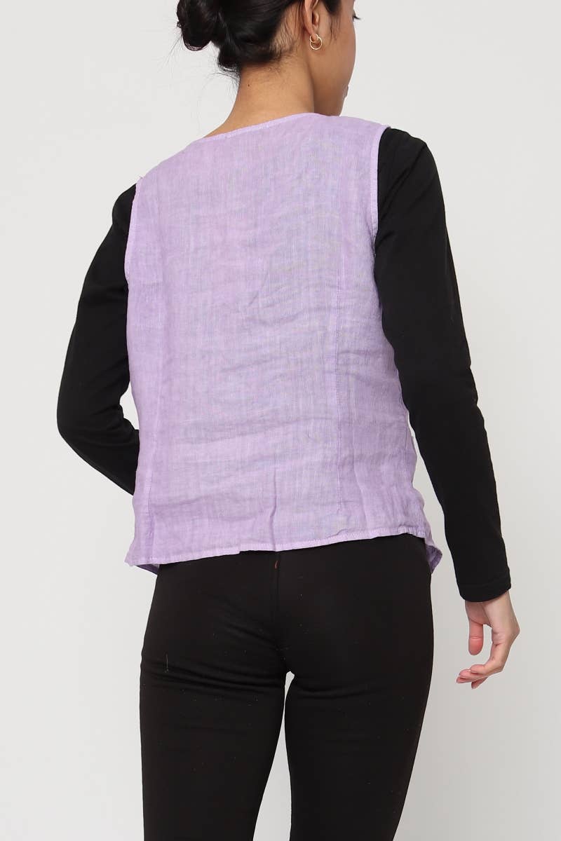 LÉA & LUC - Wholesale Button Down Shirt - Women's - Sleeveless shirt in 100% Linen REF. 514617