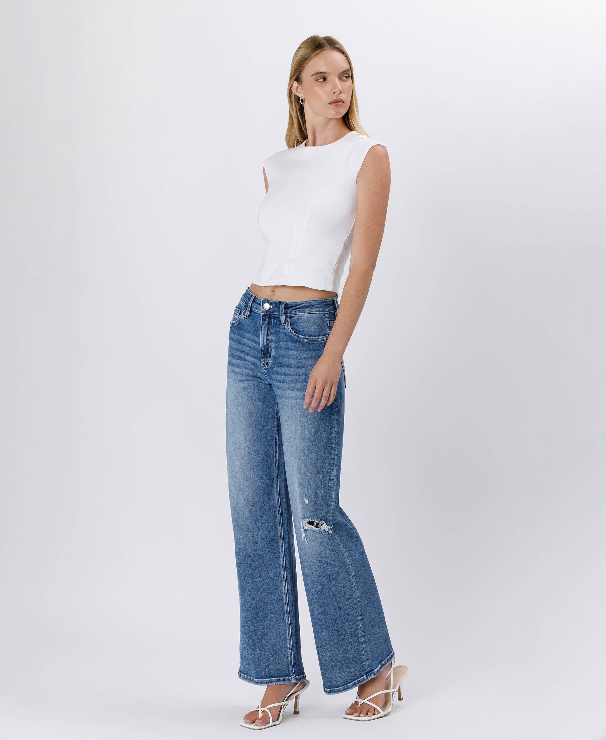 ALONG CAME HERE SUPER HIGH RISE BAGGY WIDE JEANS LV1506 for wholesale on Faire6