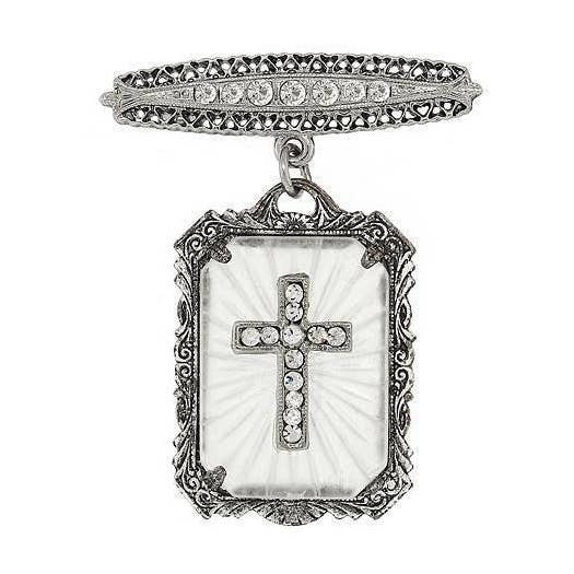 Alfiler con forma de cruz con forma de cruz de cristal esmerilado de Symbols of Faith para venta al por mayor de 1928 Jewelry