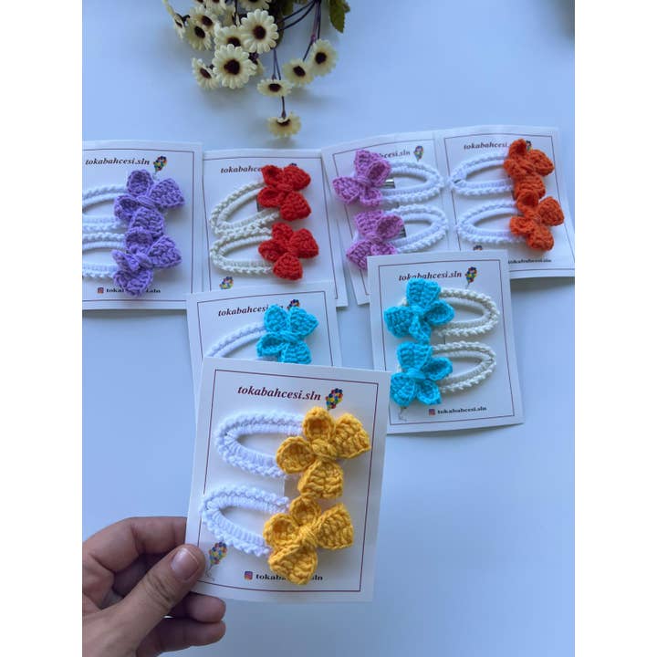 Emel Crochet - Venta al por mayor Conjunto de accesorios para el pelo - Niños - lazo de horquilla de ganchillo amigurumi3