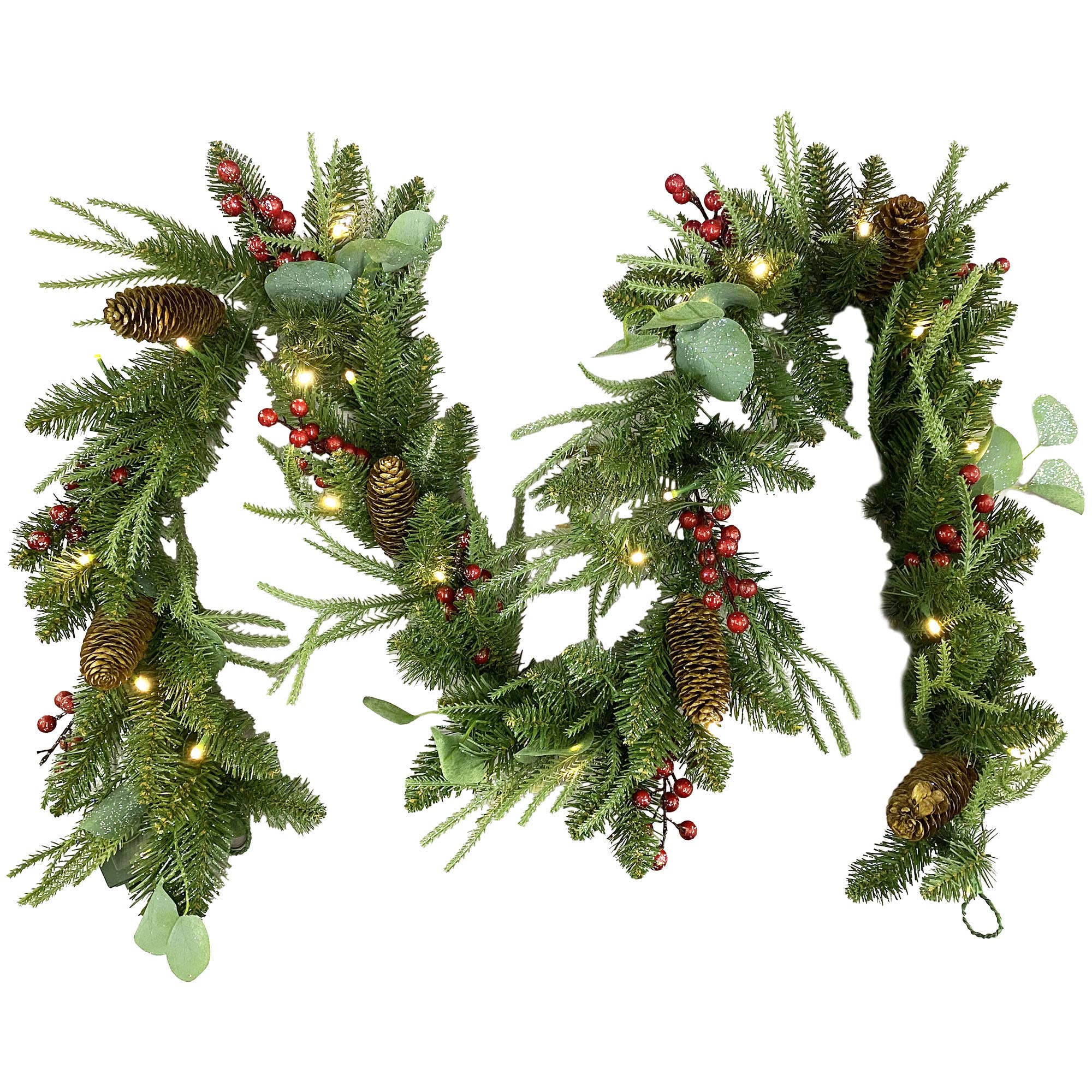Santa’s Workshop Inc. - Wholesale Christmas Decoration - 6' Mixed Pine & Berry Garland, 120 Tips0