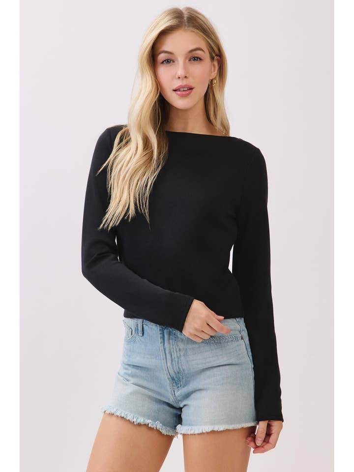 Final Touch - Wholesale Knit Top - Women's - Double Layer Boat Neck Long Sleeve Top - VT3153424