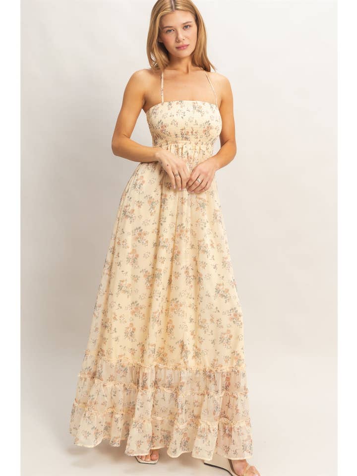 Smocked Floral Maxi Dress for wholesale by HYFVE