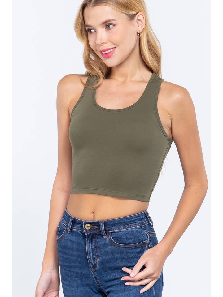 42POPS - Wholesale Knit Top - Women's - ,,.42POPS Fitted Racerback Cotton Spandex Jersey Crop15