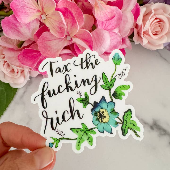 Belast De Verdomde Rijken Waterverf Bloemensticker Decal voor wholesale door Wildflower Paper Company