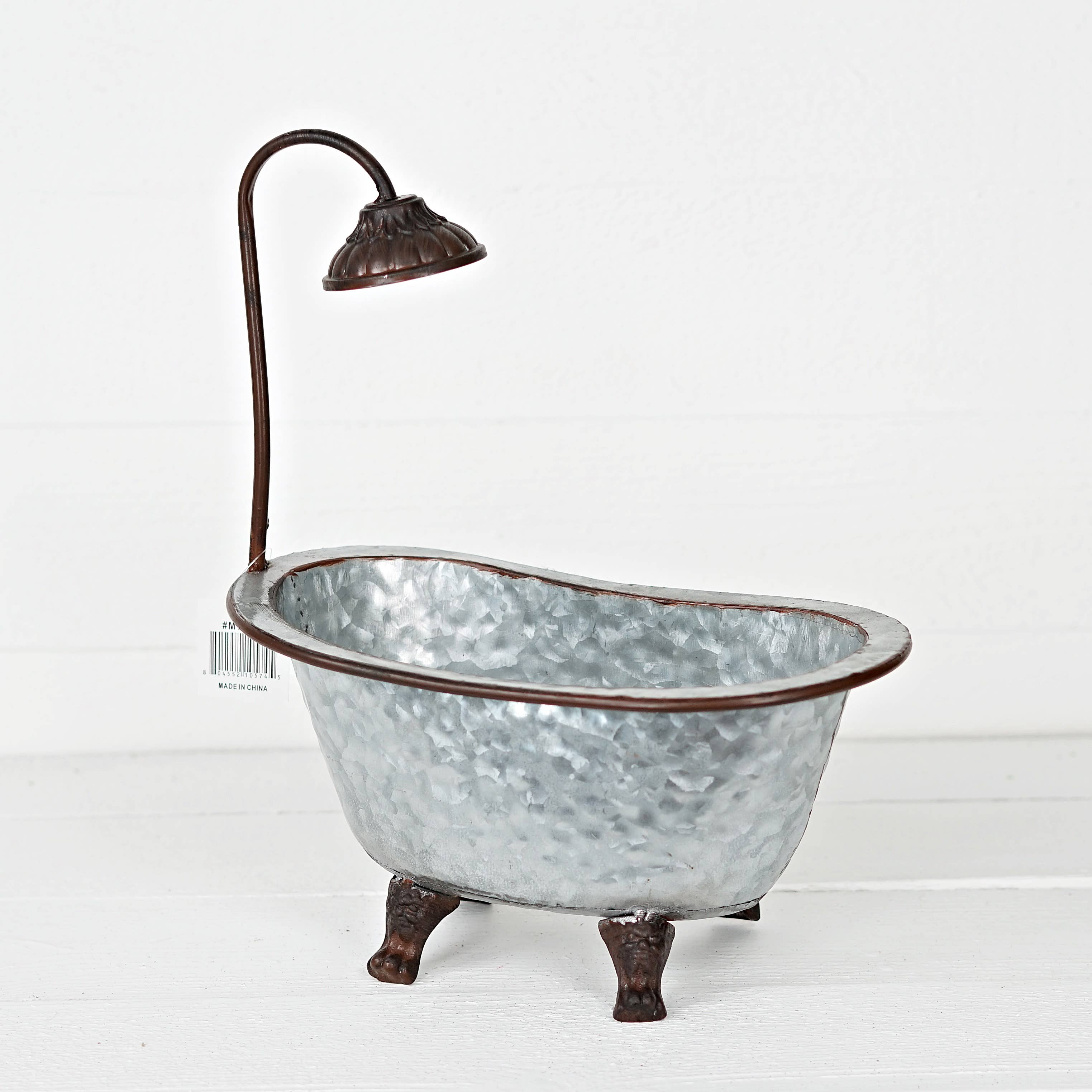 Impressive Enterprises, Inc. - Wholesale Decorative Tabletop Object - M10570- Antique Metal Bathtub Container-17"x 8" x7"2