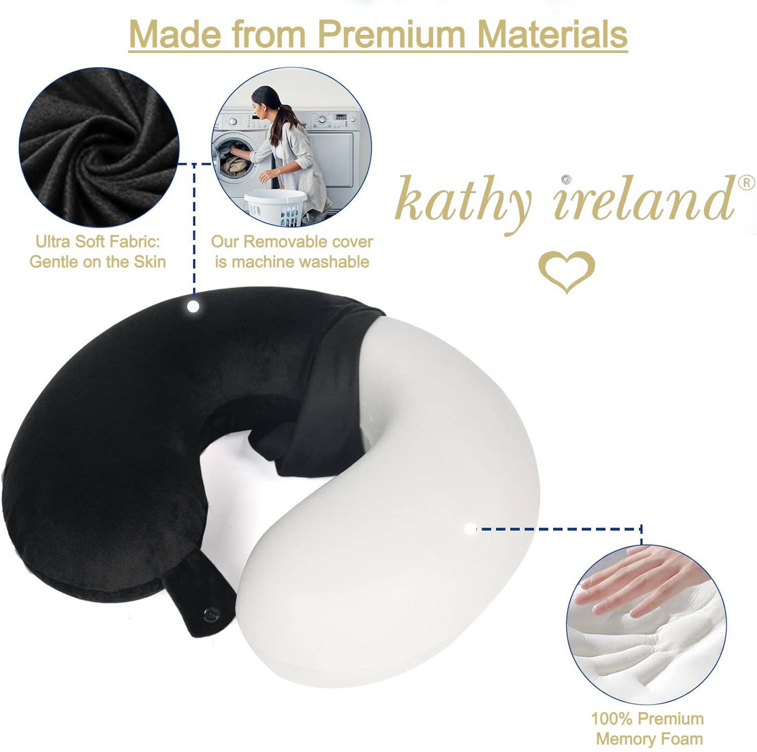 Leluxe Home - Vente Oreiller de voyage - Ensemble oreiller de voyage en mousse à mémoire de forme et masque pour les yeux Kathy Ireland5