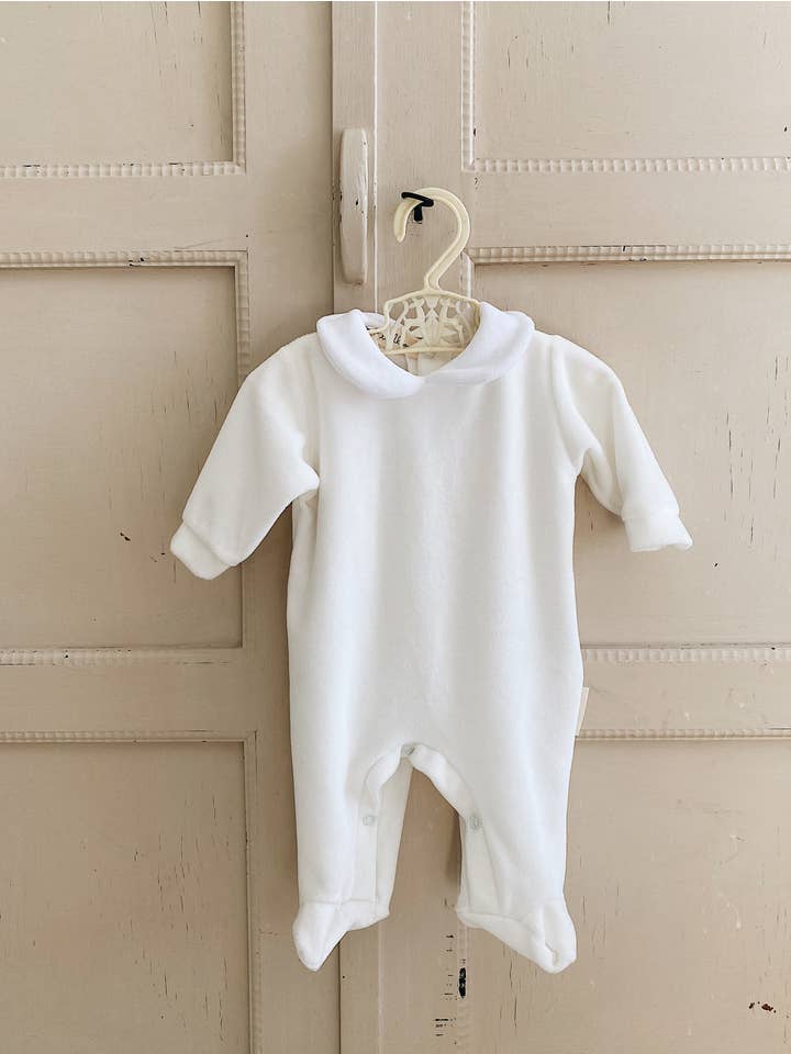 Bobbi Balloon - Wholesale Jumpsuit - Baby - Velvet Onesie - Creamy White