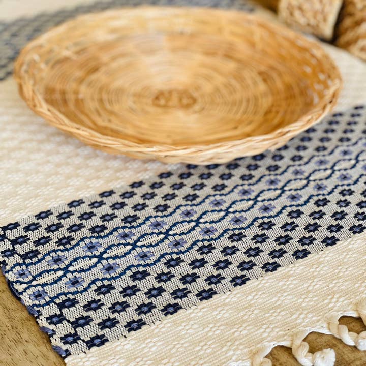 GUATEARTISAN - Vendita all'ingrosso Tovagliette - Tovagliette fatte a mano - Creme/Blue