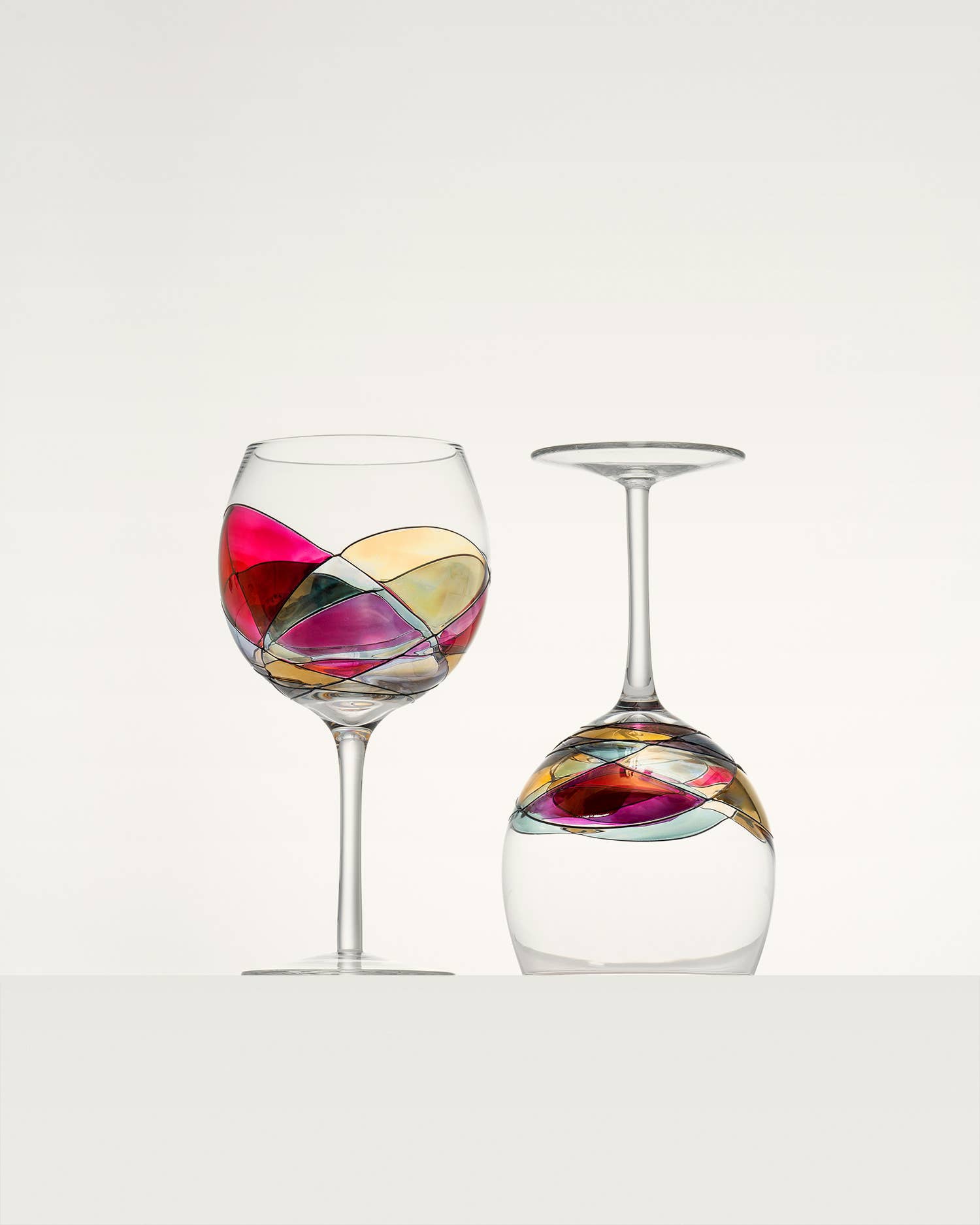 Antoni Barcelona large wine glasses 29 Oz sagrada painted hand made & mouth  blown unique gifts