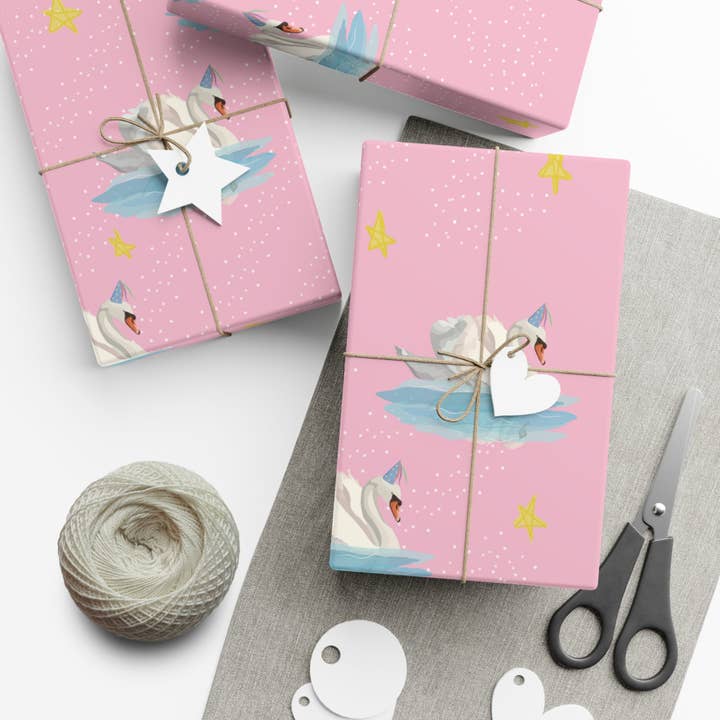 Party swan Gift Wrap Papers for wholesale by Sazzlebybell