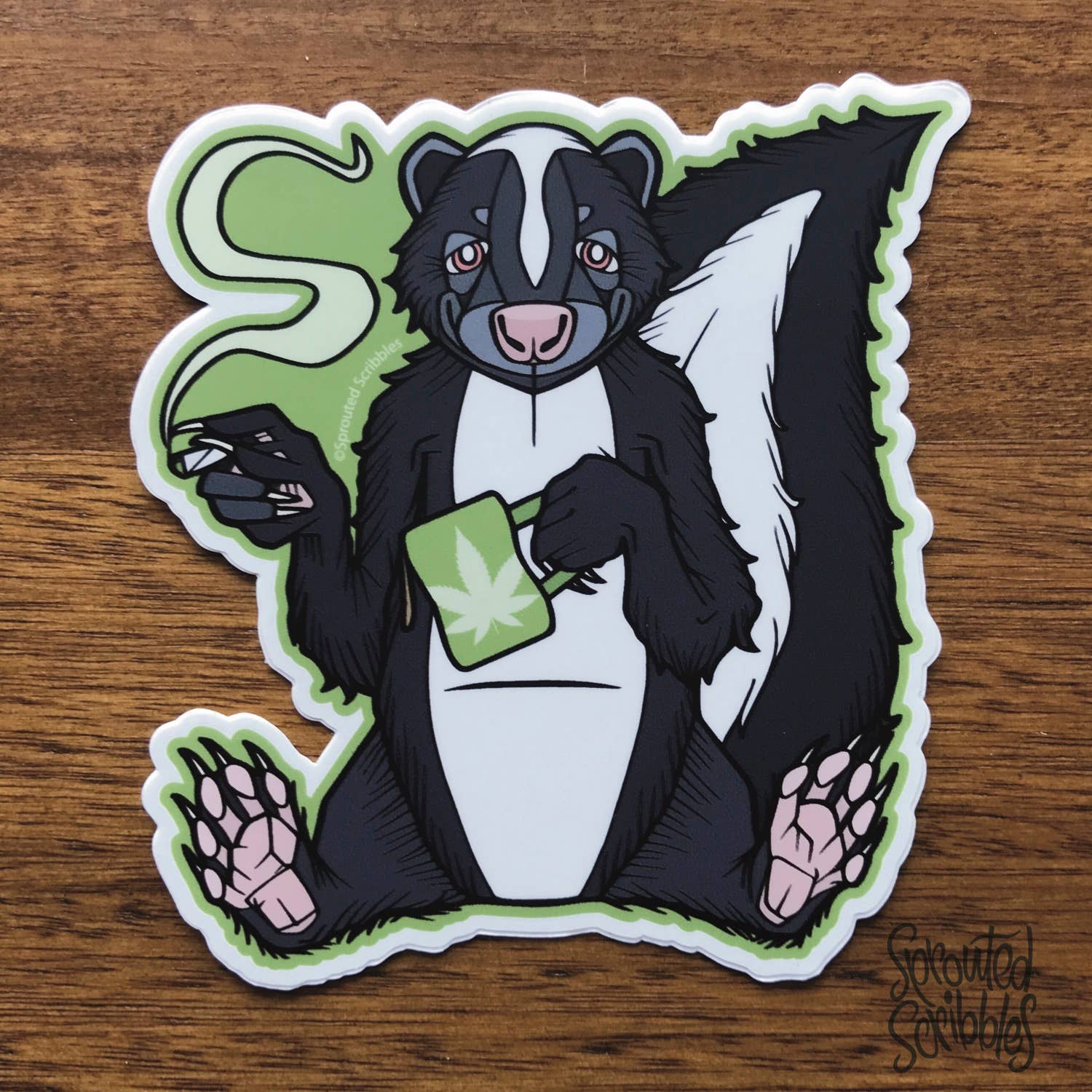 Sprouted Scribbles - Wholesale Sticker - Stoner Skunk Sticker | Waterproof Vinyl Decal | Coffee2