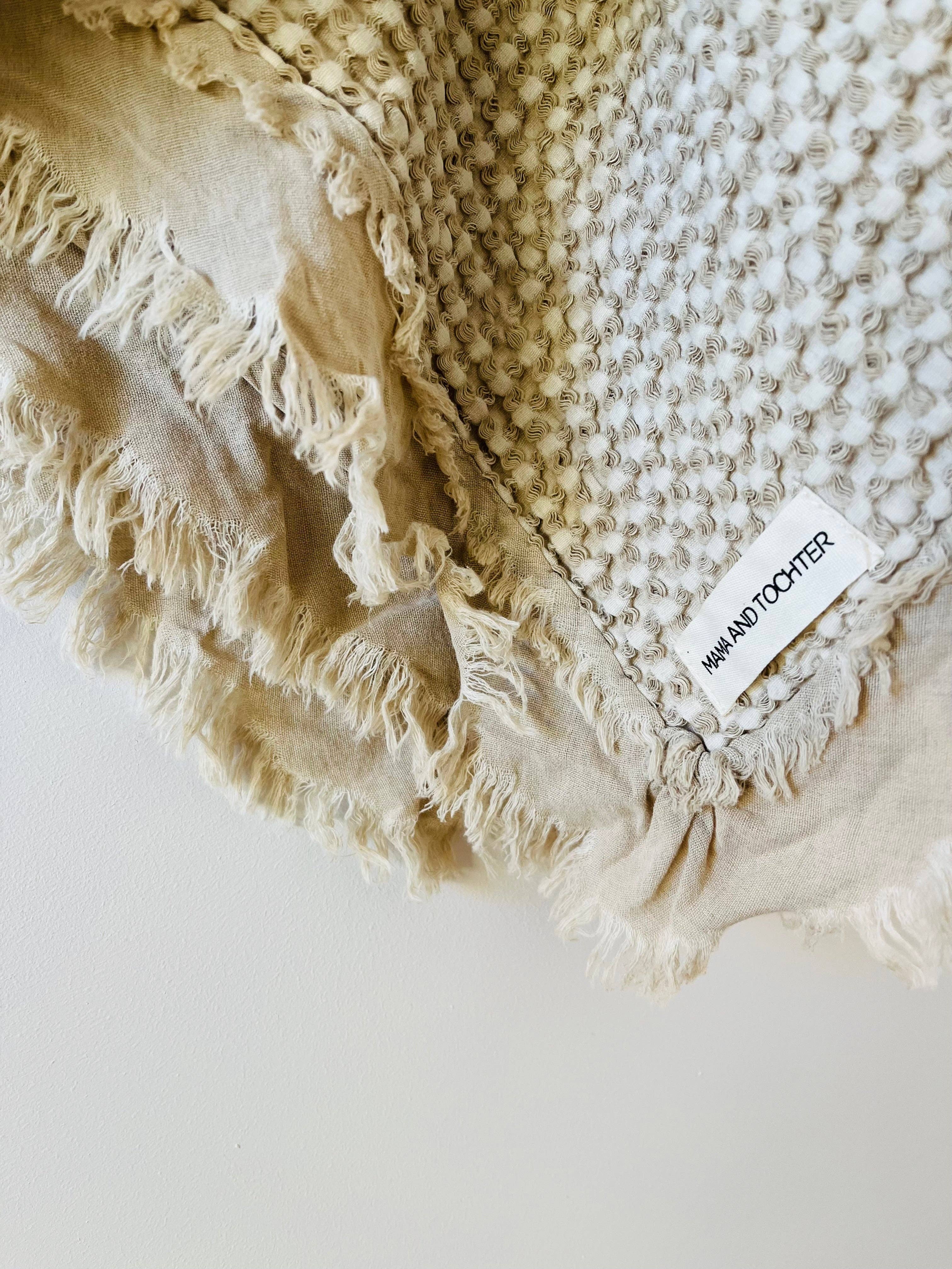 Mama and Tochter - Vendita all'ingrosso Plaid - Coperta rustica a nido d'ape in cotone biologico - Naturale1