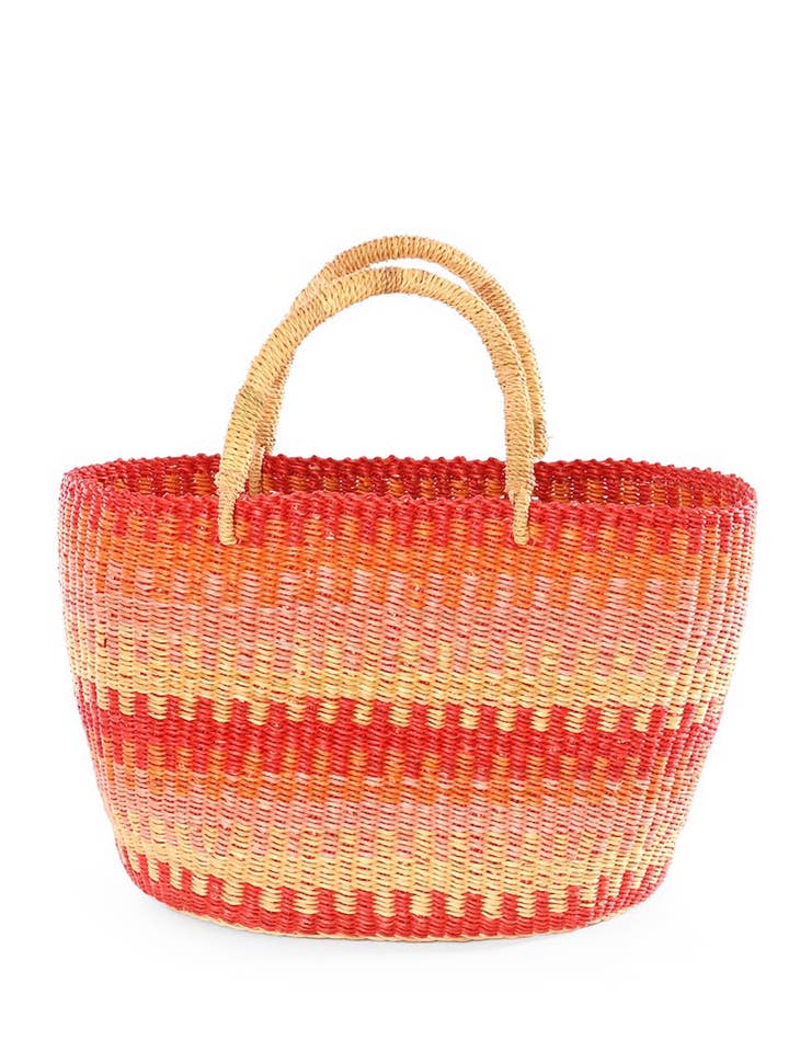 Accra Sunset Patterned Grass Tote for wholesale by Swahili | AFRICAN MODERN