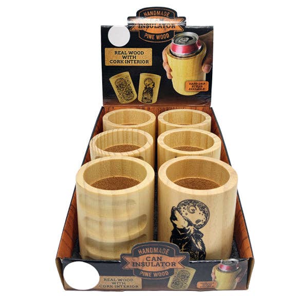Novelty Brands - Wholesale Drink Huggers & Koozies - Insulated Handmade Wood Can Coozie Assortment - 6/Pack6