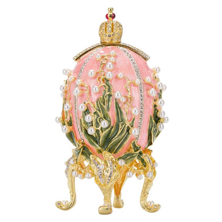 danila-souvenirs - Wholesale Decorative Tabletop Object - Faberge Lilies of the Valley Egg with photo frames pink1
