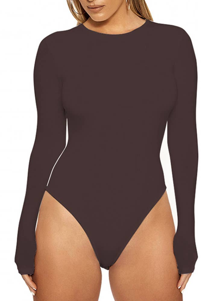UNISHE – wholesale Bodysuit - Dam – Plain Crew Neck Långärmad Bodysuit ZJ01510