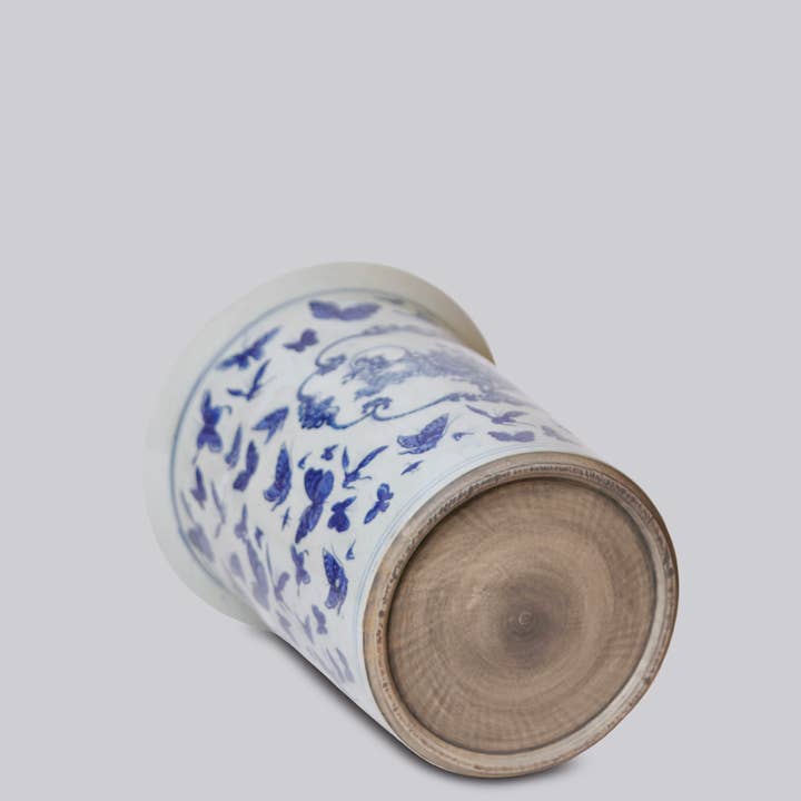 Cobalt Guild - Wholesale Umbrella Stand - Blue and White Butterfly Porcelain Umbrella Stand
