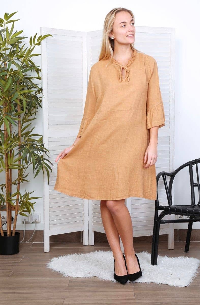 LÉA & LUC - Wholesale Dress - Women's - Short dress in 100% linen REF.134439