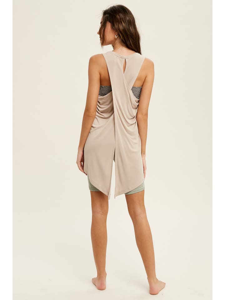 L MOCHA CRISS-CROSS BACK MODAL TOP / WL20-5107 for wholesale on Faire