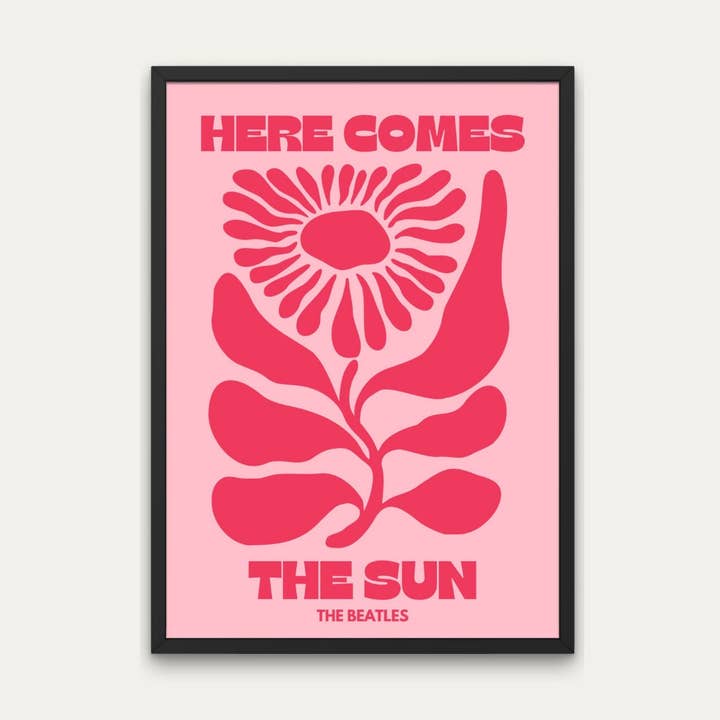 The Beatles Here Comes The Sun Song Lyric Print - Retro for wholesale by Littlepapertrailco
