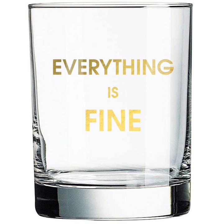 Everything is Fine Gold Foil Rocks Glass for wholesale by Chez Gagné