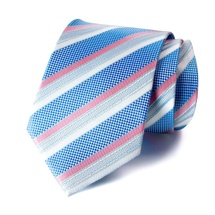 Men's Blue Coral Striped Necktie (STYLE:1827.21BLPK) for wholesale by Spring Notion